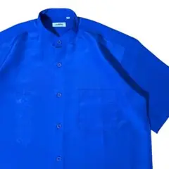 Vintage【型押し柄】80s マオカラー かりゆし 半袖 ドレスシャツ