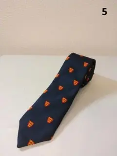 ネイビー エンブレム柄 ポリエステルネクタイ