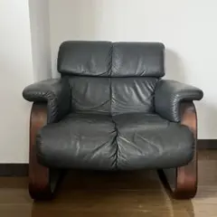 富士ファニチア FUJI FURNITUR 本革 一人掛け 肘掛けソファ日本製