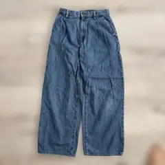 ブルーデニム ワイドパンツ ゴム入り