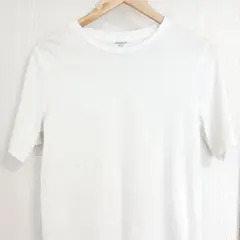 【美品】オペークドットクリップ マーセライズドコットン クルーネックTシャツ 白