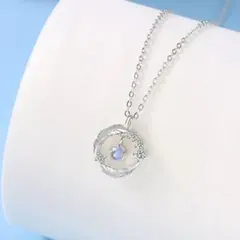 R150 ネックレス ブルームーンストーン シルバー フェザー 羽 プレゼント