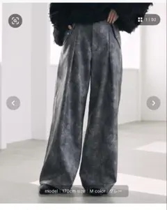 【Spielio】ヴィンテージライクワイドフレア合皮パンツ
