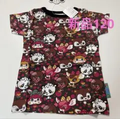 新品グラグラはっぴーちゃんTシャツ チャコールグレー120cm G柄 バンビ