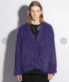 57.ロングシャギーニットカーディガン（HARE）パープル