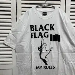 バンド Tシャツ 古着 白 ブラックフラッグ ロック アーティスト ミュージック