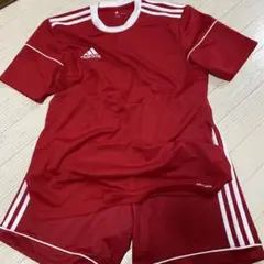 adidas 赤 サッカーウェア climalite 上下セットM 美品