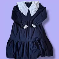 Free Stylist ネイビー フリル襟 ワンピース