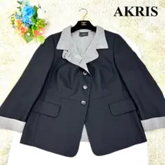 【高級】 アクリス テーラードジャケット グレンチェック 大きめサイズ L 黒