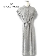 美品 K.T キヨコタカセ カットジャカードドットプリント シャツドレス 11号