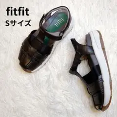 【美品】フィットフィット レザーグルカサンダル黒 22.5㎝ 幅広 コンフォート