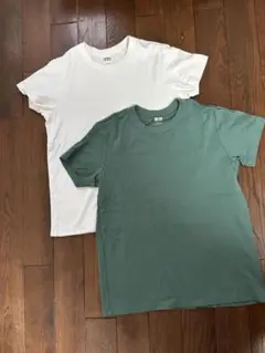 UNIQLO クルーネックT Tシャツ Lサイズ ホワイト グリーン