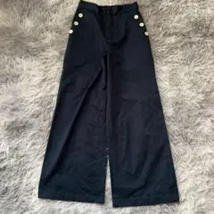 美品✨【a.v.v】ボタン付きワイドパンツ (S) ウエストゴム入り イトキン