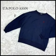 美品【U.S.POLO ASSN】クルーネックトレーナー フリーサイズ ネイビー