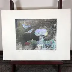 今村昭秀　「鳥の歌」 銅版画　直筆サイン入り　額縁無し