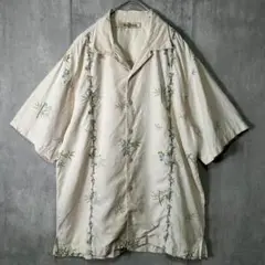Tommy Bahama 高級 シルク 刺繍 アロハシャツ オフホワイト 開襟