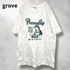 【グローブ】grove（M）ロゴプリント 半袖Tシャツ　オーバーサイズ　ゆるだぼ