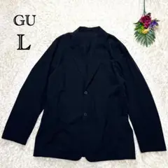 GU　ナイロンストレッチジャケット　メンズ　撥水性　ゆったり　薄手　ブラック　L
