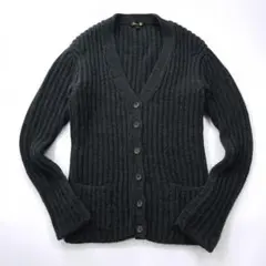 【高級】DROWER ドゥロワー 畦編み カーディガン カシミヤ混 グレーM