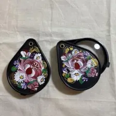 赤薔薇拡大鏡2個セット　折りたたみ式　トールペイント　手書き　ハンドメイド