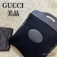 【レア】グッチ 正規品 A4収納可能 ロゴ バッグ スウェード レザー 黒