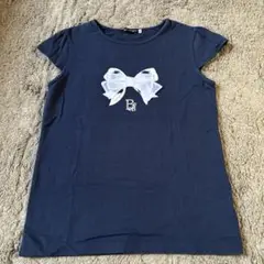 べべ　リボンデザイン フリル袖 Tシャツ 150cm ネイビー