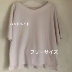 ハンドメイド❣️くすみピンクのフレアー袖のブラウス　フリーサイズ
