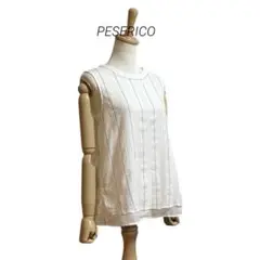 【PESERICO】 ボールチェーン装飾 レイヤード ノースリーブブラウス