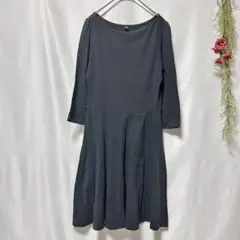 美品✨【UNIQLO】ユニクロ フレアワンピース（七分袖） ブラック (M)