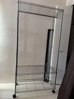 メタルラック 3枚板180cm ハンガーポール ハンガーラック シェルフ