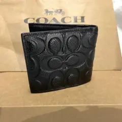 ギフト⭕️ コーチ 財布 本革ミニマル 二つ折り 大人の男性向け