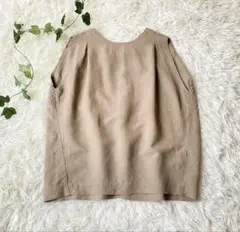 MAICA&DEAL ベージュ ノースリーブ　リネン混　タックショルダー