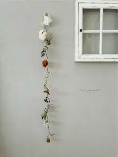 early autumn コットンフラワーと木の実のガーランド　82cm