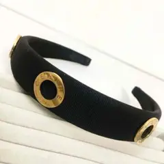 【極美品】CELINE セリーヌ サークルロゴ3連 黒カチューシャ