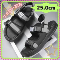 メンズ　スポサン　黒×グレー　25.0cm　海外　ノーブランド