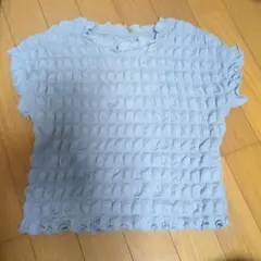 ジーユー　ワッフルtシャツ キッズ　サイズ150 くすみブルー