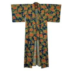 レディース 着物 訪問着 単衣 花柄 和装 ネイビー オレンジ グリーン