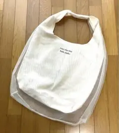 【新品・未使用】チュールトートバック　オーガンジー　シンプルロゴ　シアーバック