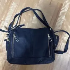 Beaure 黒　ショルダー　バッグ　2way 本革　大収納　金具　ゴールド