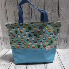 ハンドメイド☆トートバッグ(がま口だワン水色)