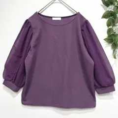 ドレスキップ　七分袖カットソー　切替　くすみカラー　大人カジュアル　きれい色　M