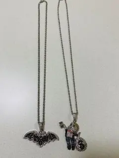コウモリと男の子のネックレス2点セット