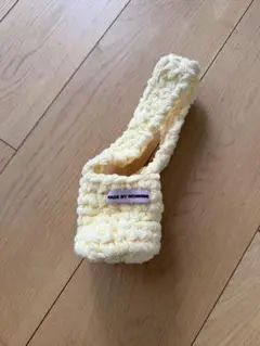 monmimi ハンドメイド 黄色 編み物バッグ カップホルダー　ケース