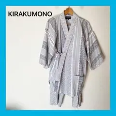 ☆KIRAKUMONO 幾何学模様 甚平 LL 白地に黒
