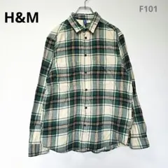 エイチアンドエム　チェックシャツ　M　長袖　ネルシャツ　カジュアル　メンズ　秋服