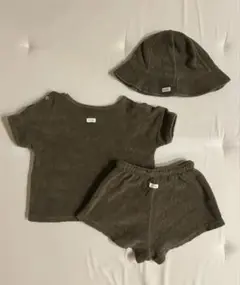 【美品】organic zoo テリー Tシャツ パンツ ハット　オリーブ