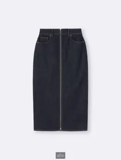 gu デニムジップナロースカート