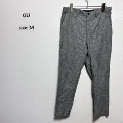 美品 GU メンズ M リネンブレンドイージーパンツ テーパード グレー