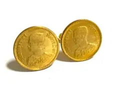 貨幣モチーフ　タイ 50サタン　ラーマ9世　カフス　カフリンクス