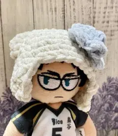 頭17ドール用 ちょこんとお耳の帽子 ソフトホワイト